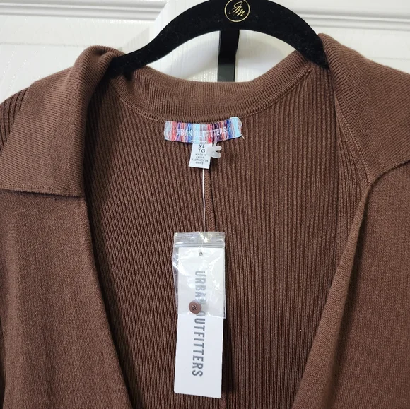 Urban Outfitters Brown Ribbed Long-Sleeve Zipper Jumpsuit - Picture 9 of 13